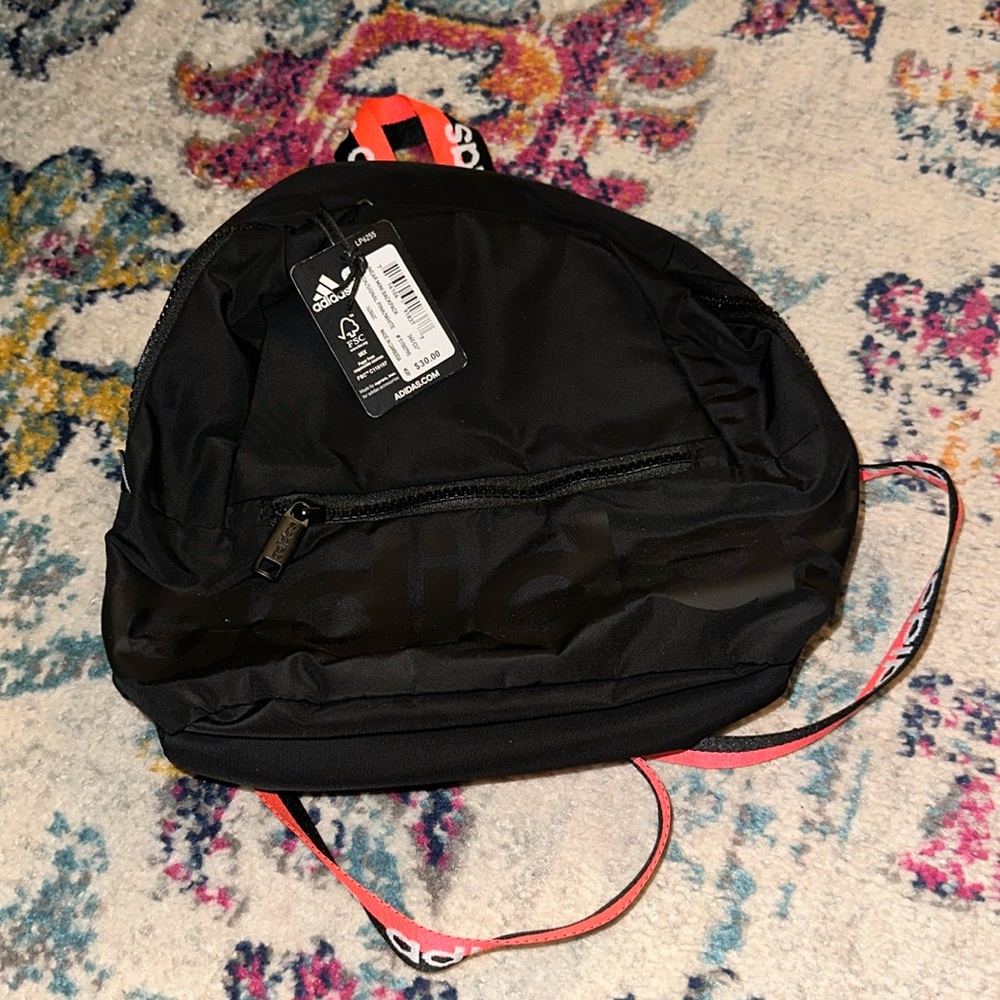 Adidas // linear mini backpack black signal pink and white